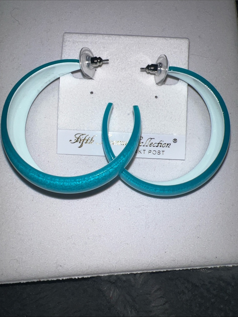 Fifth Avenue Collection Teal Hoop Earrings - Lightweight Fashion Hoops